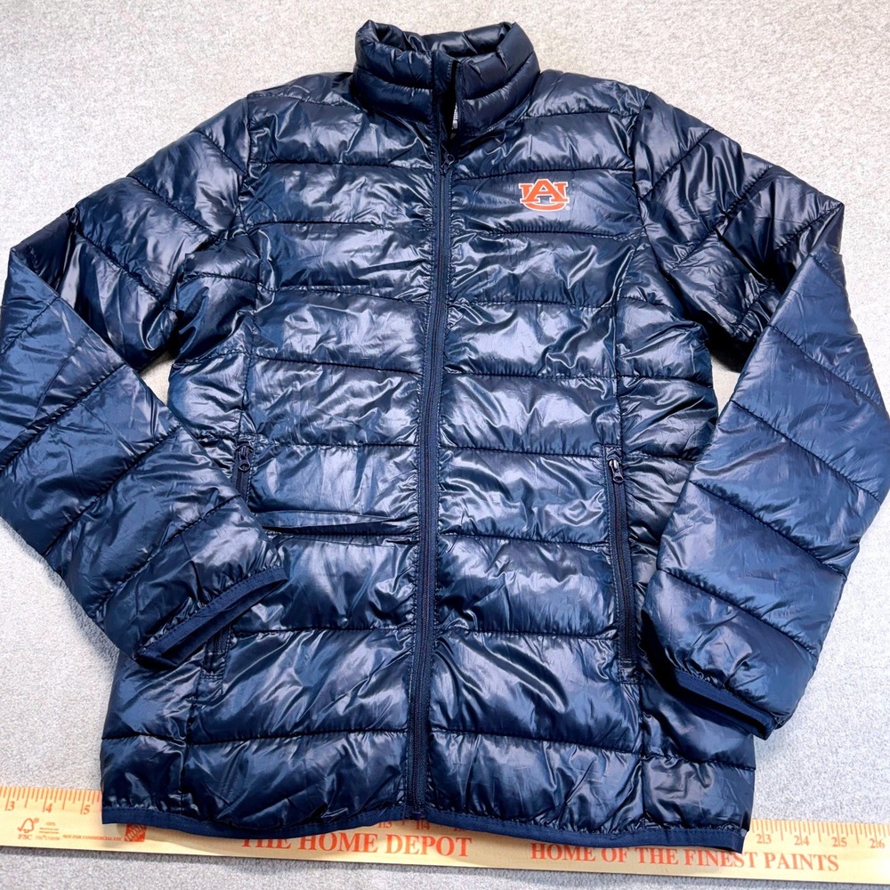 Fanatics Auburn Tigers Puffer Jacket Mens Small Navy Blue Quilted‎ Full Zip